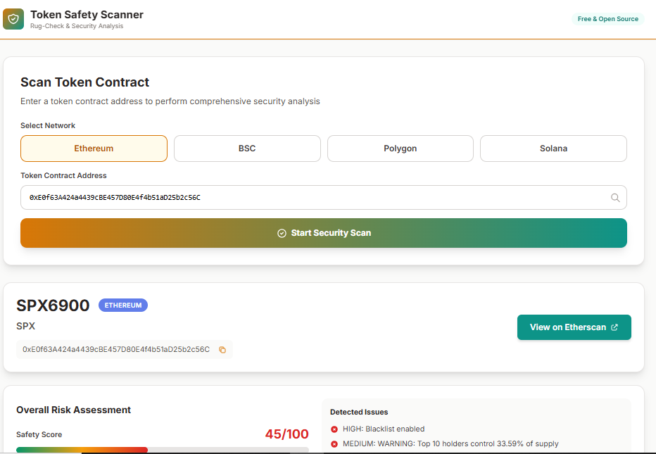 Token Safety Scanner